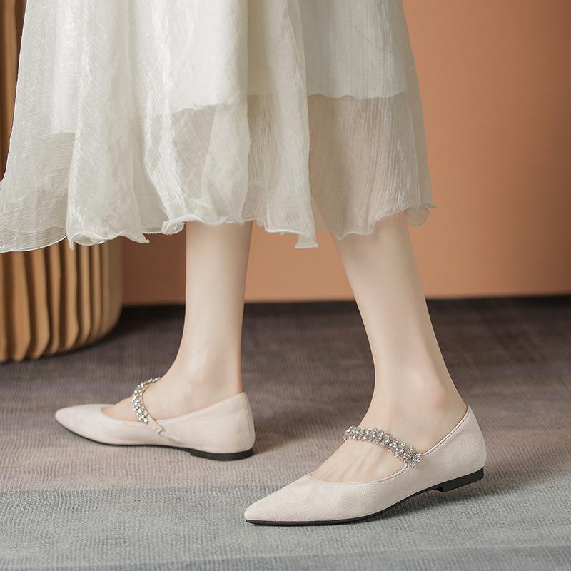 

Туфли с острым носком и плоской подошвой с мелким носком, новые женские туфли в сказочном стиле, тонкие женские туфли из лакированной кожи со стразами, туфли Мэри Джейн на низком каблуке