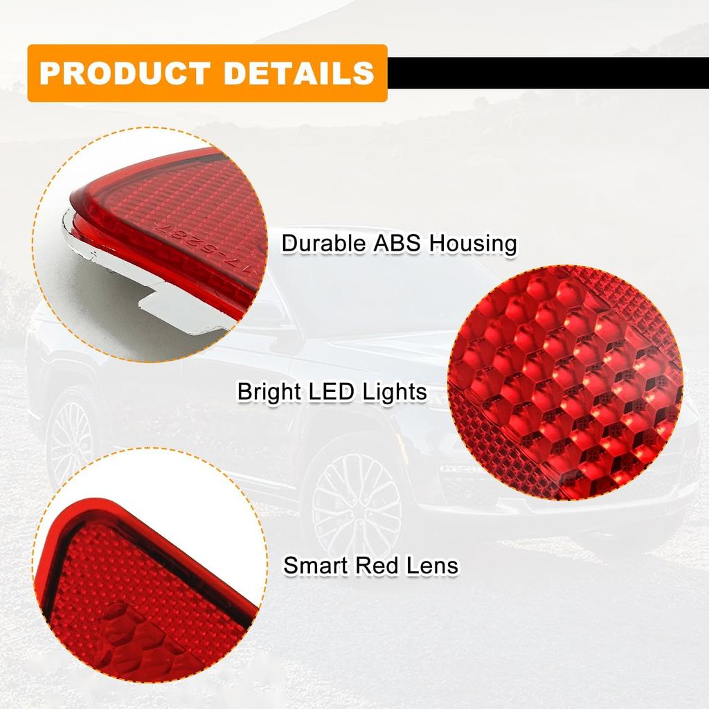 2Pcs Rear Bumper Reflector Light Lamp Compatible with Jeep Grand Cherokee 2011-, Dodge Journey 2011-, Compass 2011-2017 Replaces 57010720AC