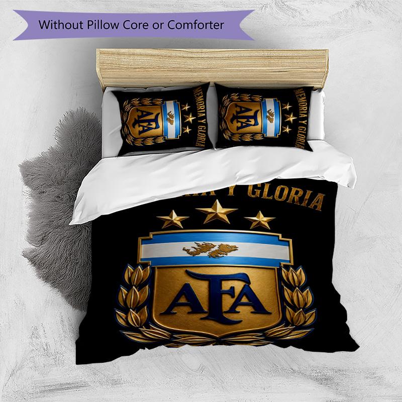 3pcs Argentina Football Pattern Bedding Set Duvet Cover Set Includes Duvet Cover &pillowcases,perfect All Season Bedroom Decoration&gift