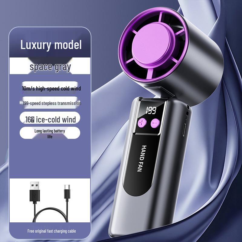 Handheld Rechargeable Silent Fan with Semiconductor Cooling and Powerful Airflow Ice Compress High-Speed Handheld Fan
