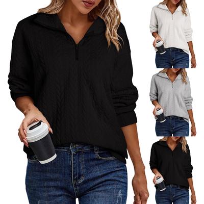 Damen Oversized Rundhals Sweatshirts Langarm Farbblock T-Shirts Casual Tops
