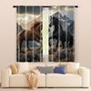 2 Pcs, Filtering Curtains (Excluding Rods, Non-Movable, Without Batteries) Horse, Mountain For Use In Bedrooms And Living Rooms