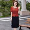 Elegant Summer 2026 Two-Piece Chiffon Dress for Middle-Aged and Elderly Women, Short-Sleeved