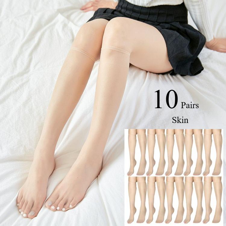 Summer Ultra-Thin Invisible Thigh-High Socks Nude Seamless Mid-Calf Short Socks For Women Anti-Snag Sheer Stockings 1-30 Pairs