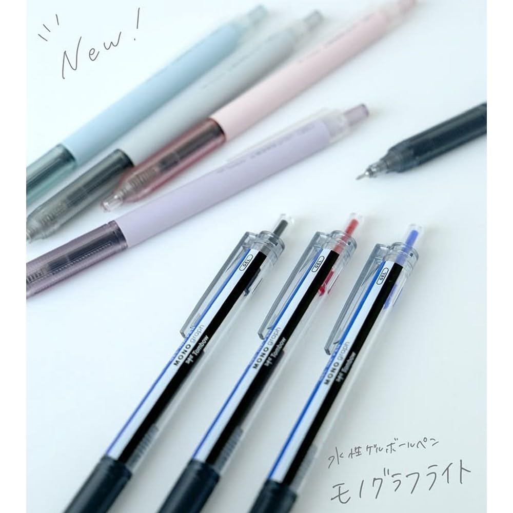 Tombow Pencil Monograph Light Gel Ballpoint Pen Monocolor Barrel Black Ink 0.38mm 5-Pack BJ-MGLU01-5P