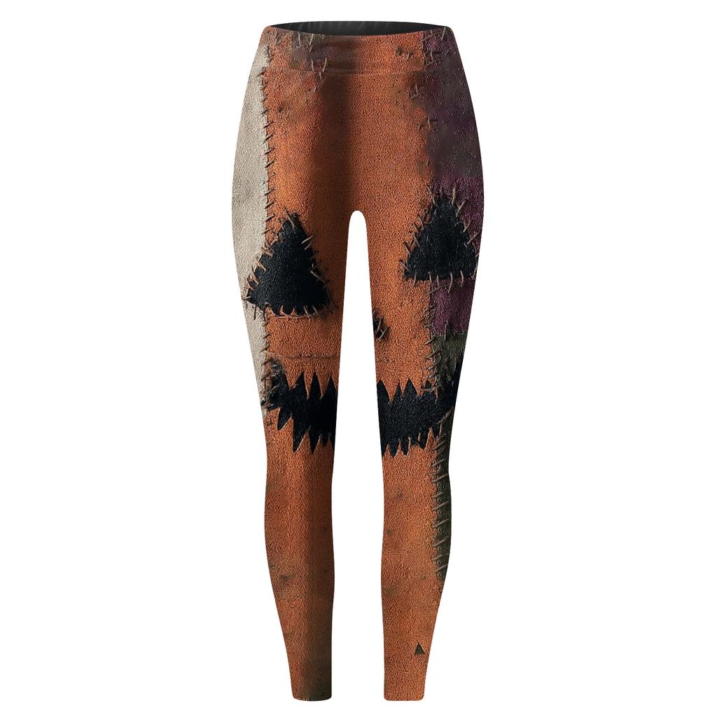 Women's Casual Fashion Outdoor Halloween Printed Slim Elastic Yoga Pants Cropped Pants