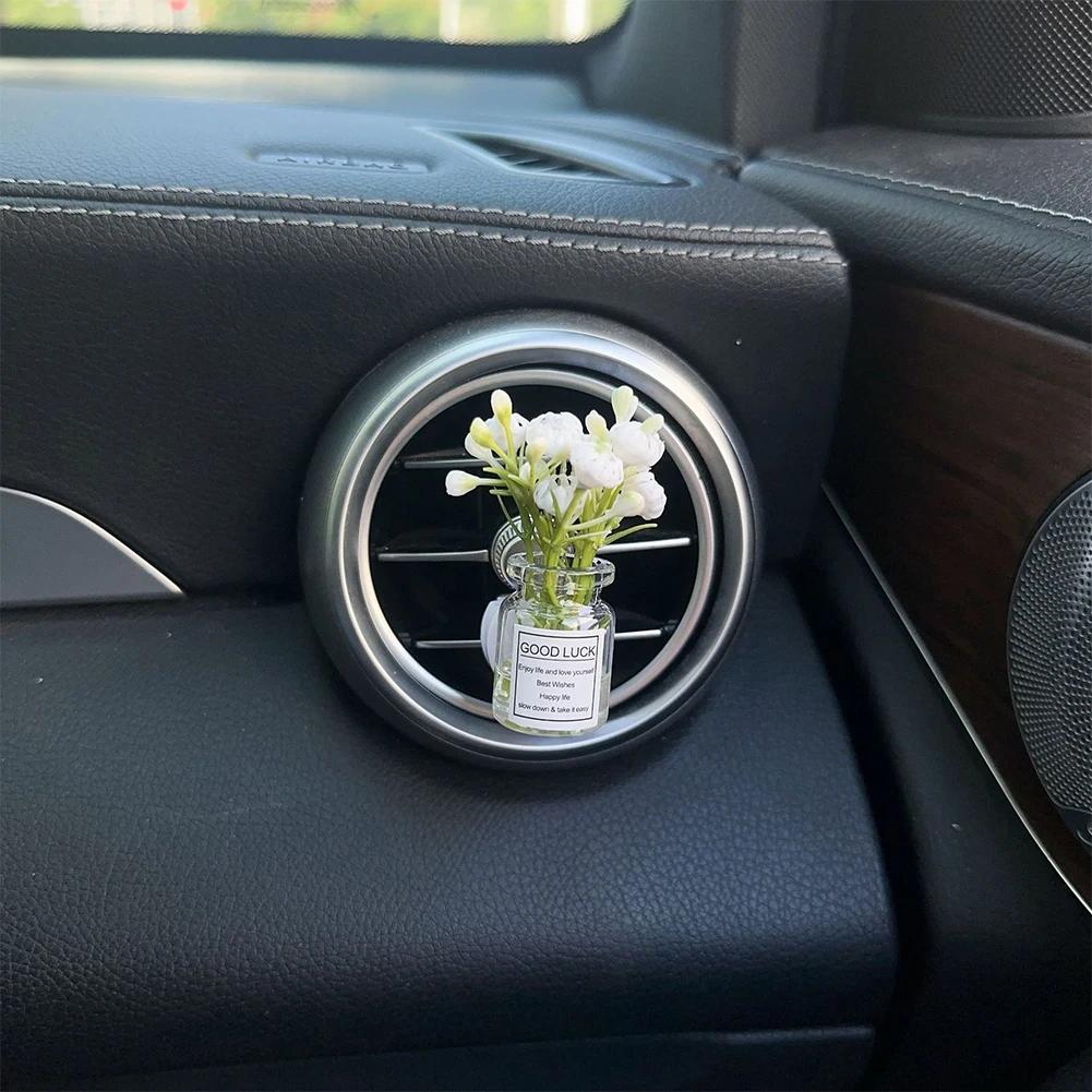 Auto Air Outlet Flower Vase Clips Ornaments Car Center Console Jasmine Vase Glass Ornaments Glass Vase Ornaments For Girls Gifts