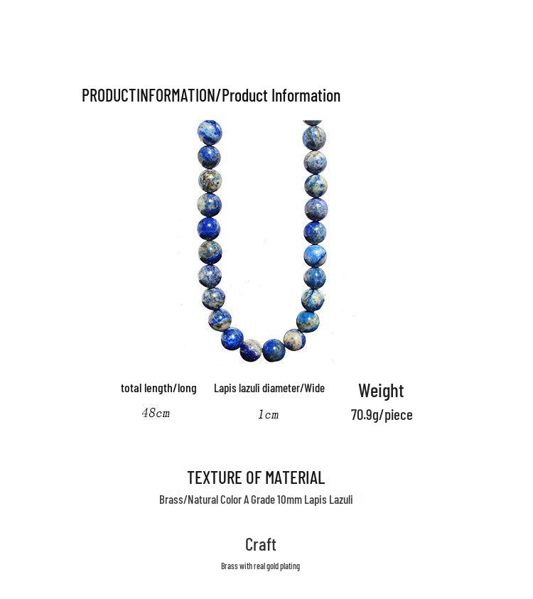 Collier de perles de lapis-lazuli naturel de qualité A: Chaîne Clavicule Cheongsam Style Chinois Rétro pour Femmes