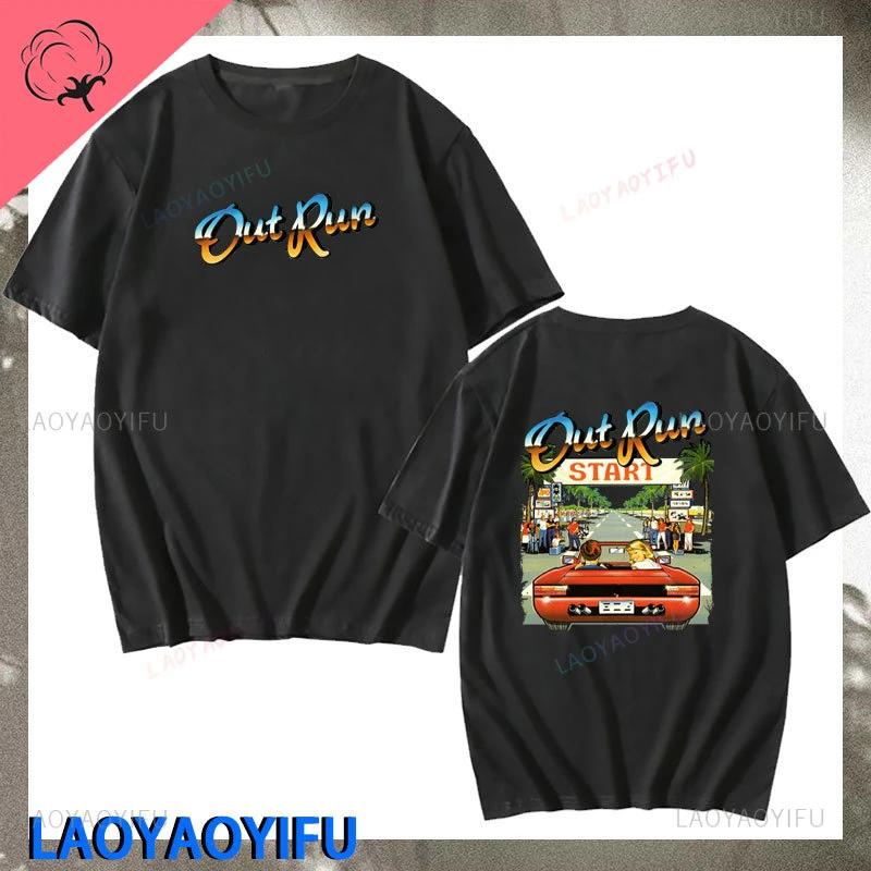 90s Vintage Out Run Top T Shirt Camisas Men Fashion Old School Japan Arcade Tops Hombre Video Game Outrun Tee Top Camisas