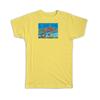 Gift T-Shirt : Watercolor Scenary Tree Shack Beach