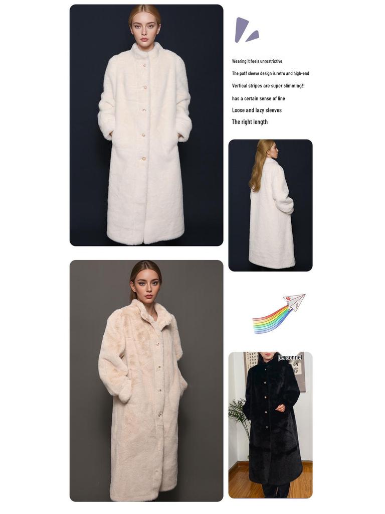 Women's Stylish Mink Fur Coat: Elegant Long Autumn & Winter Outerwear