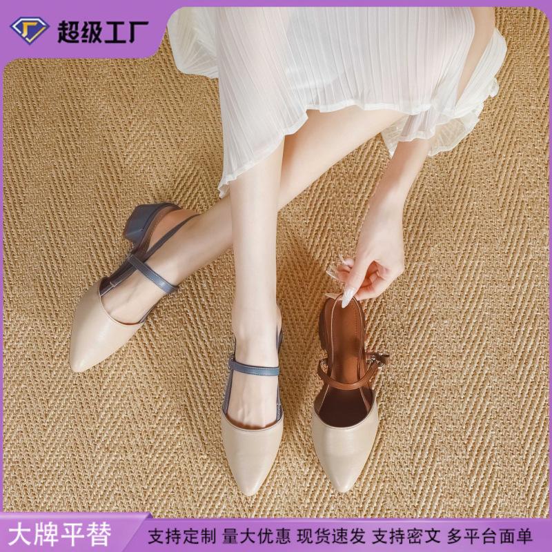 Autumn new fashion single shoes outer wear bag head thick heel sandals rear air breathable high heel sandals women's high-end women's shoes