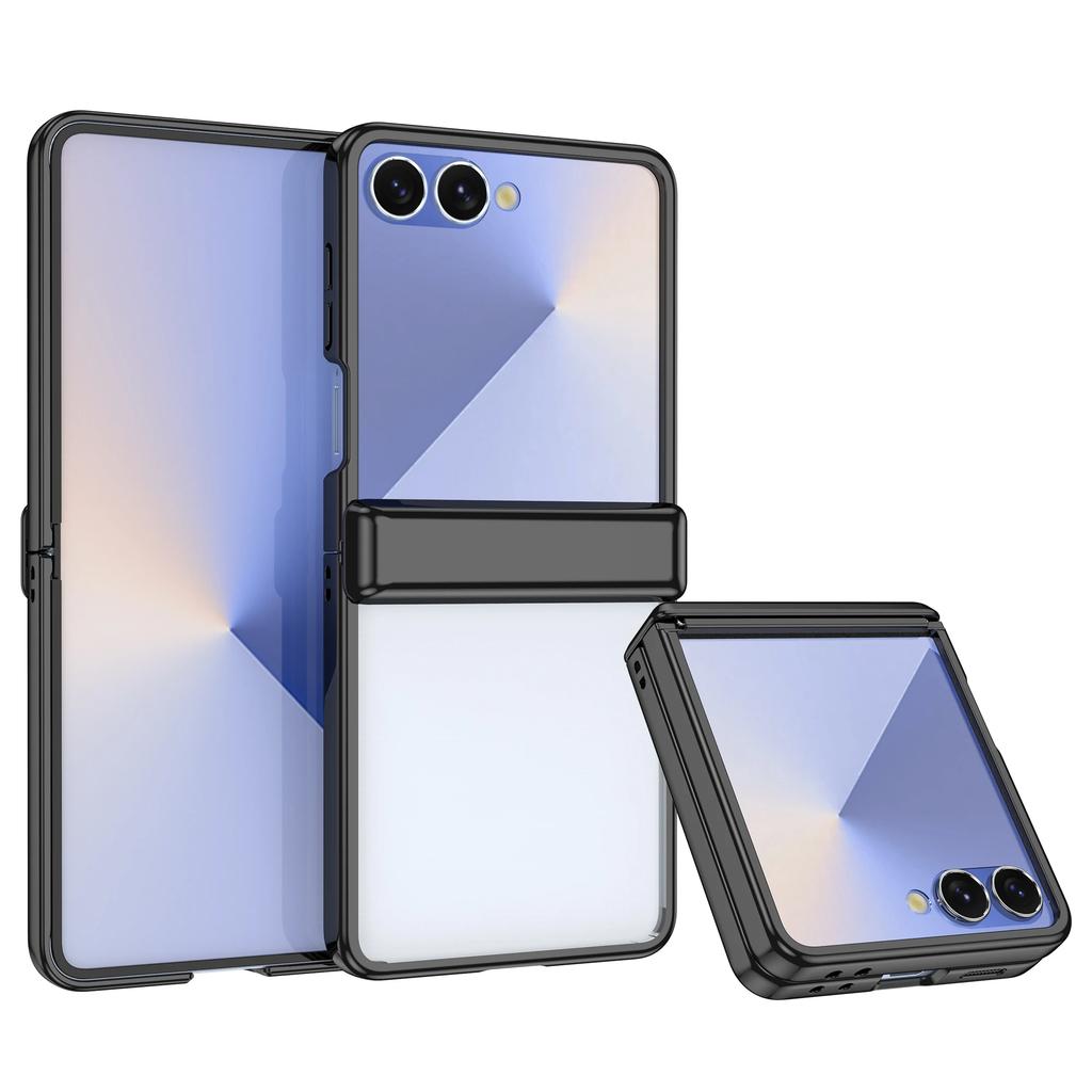 Electroplated Clear Phone Case for Samsung Galaxy Z Flip 7 Fe 6 5 Flip7 Flip6 with Hinge Protection