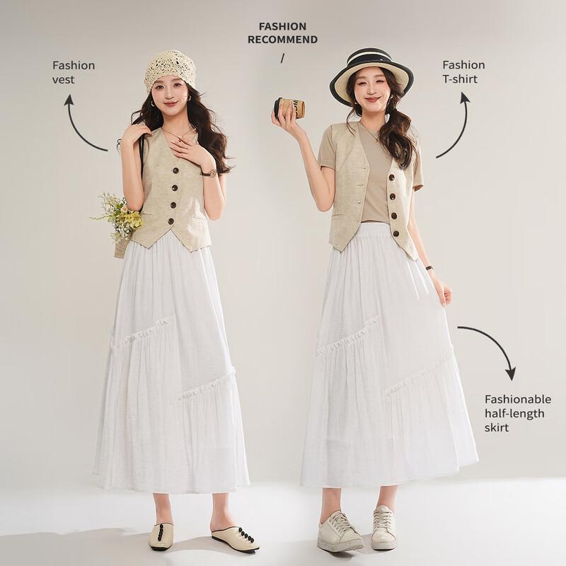 Bailuyu Ruffled A-Line Midi Skirt XL белый