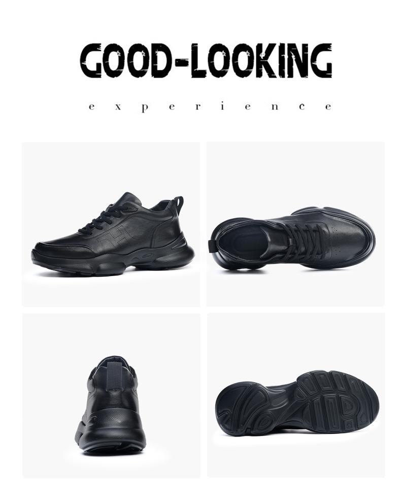 Men's Casual Lace-Up Cowhide Sneakers - Breathable, Lightweight, All-Season Fashion Dad Shoes