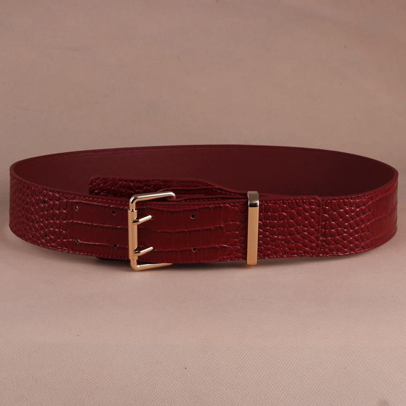 

Широкий ремень с двойной иглой от известного бренда, женский пояс для пальто, широкий ремень для украшения талии. темно-красного