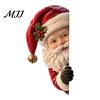 Peeking Christmas Window Decor Vintage Decor, 3D Carved Santa Reindeer Holiday Themed Party Ornament with Hidden Suction Cup, Glass Decoration