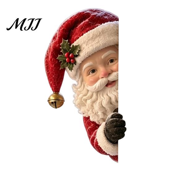Peeking Christmas Window Decor Vintage Decor, 3D Carved Santa Reindeer Holiday Themed Party Ornament with Hidden Suction Cup, Glass Decoration