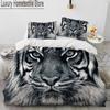 3D Tiger Leopard Wolf Animal Luxury Comforter Bedding Set,Duvet Cover Bed Set Quilt Cover Pillowcase,King Queen Size Bedding Set