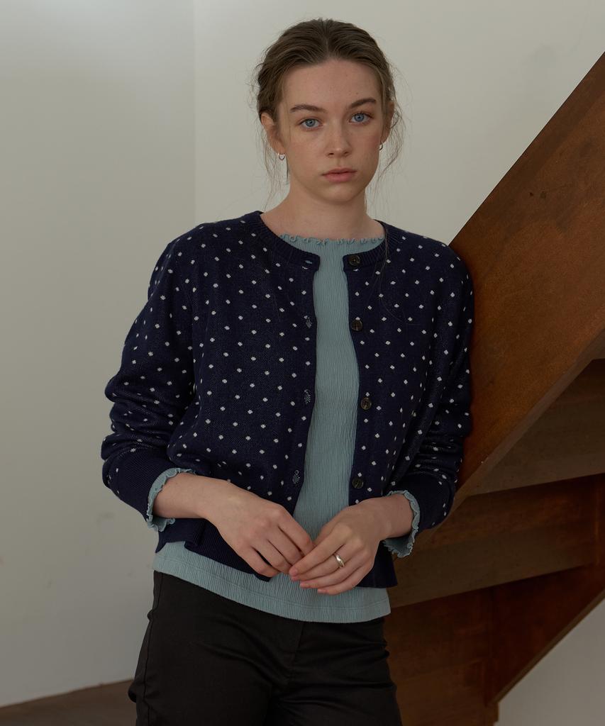 Among A Dot Cardigan_Navy