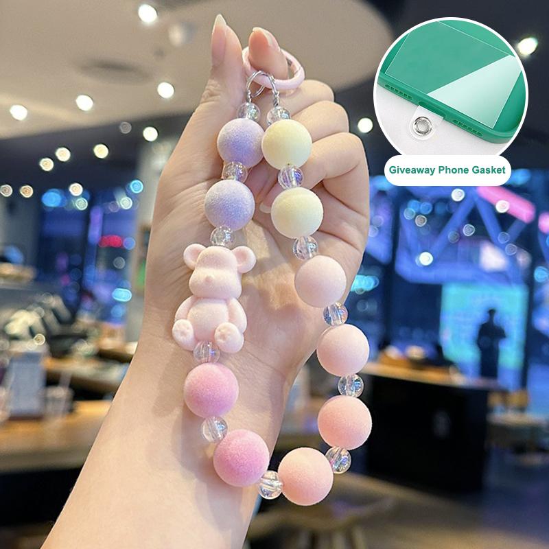 

Мобільний шнурок-брелок з цукерковим ведмедиком, кольоровий, з намистин, для телефону iPhone Samsung Xiaomi Redmi, проти втрати, підвіска, ремінець на зап ястя, ланцюжок