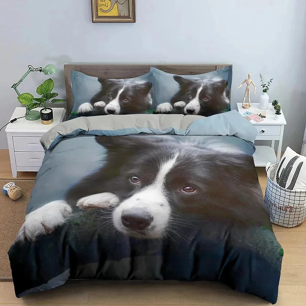 

3D Printed Pet Cute Dog Bedding Set Boys Girls Twin Queen Size Duvet Cover Pillowcase Bed Adult Fashion Home Textileextile EU single(135x200cm)