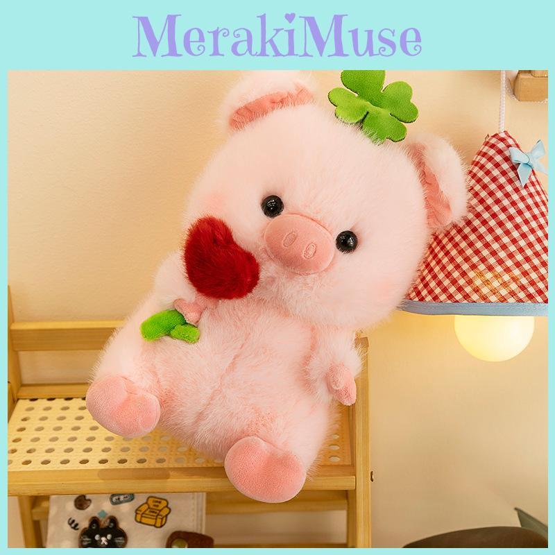 Plüschschwein-Puppe mit Schmetterlingsschleife für Kinder zum Schlafen, zum Wohlfühlen, Kinderzimmer-Dekor