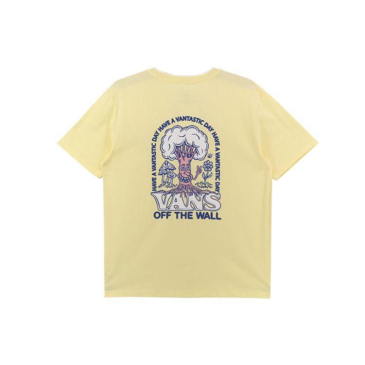 Vans Cartoon Fun Letter Print Crew Neck Short Sleeve T-Shirt Men Tops Yellow VN0A7PZG86V