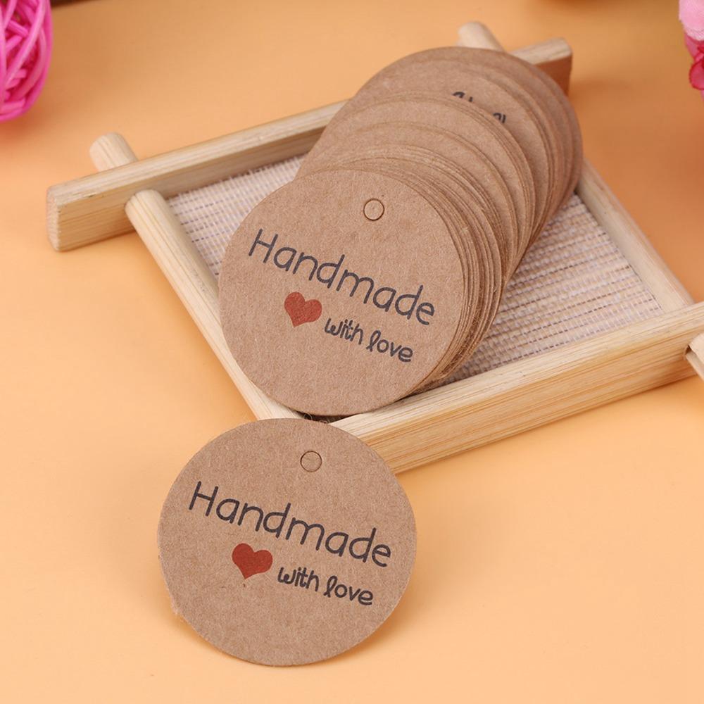 100pcs Round Shape Gift Tags With String Kraft Paper Tags Handmade Hang Label  Home Made Crafts
