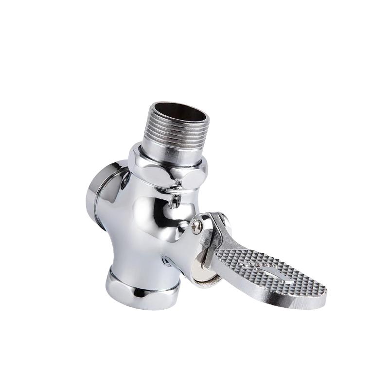 Brass Foot Pedal Toilet Flush Valve Eco-Friendly Water Saving Self-Closing Hotel Large Urinal Squatting Wall-Mounted Flush