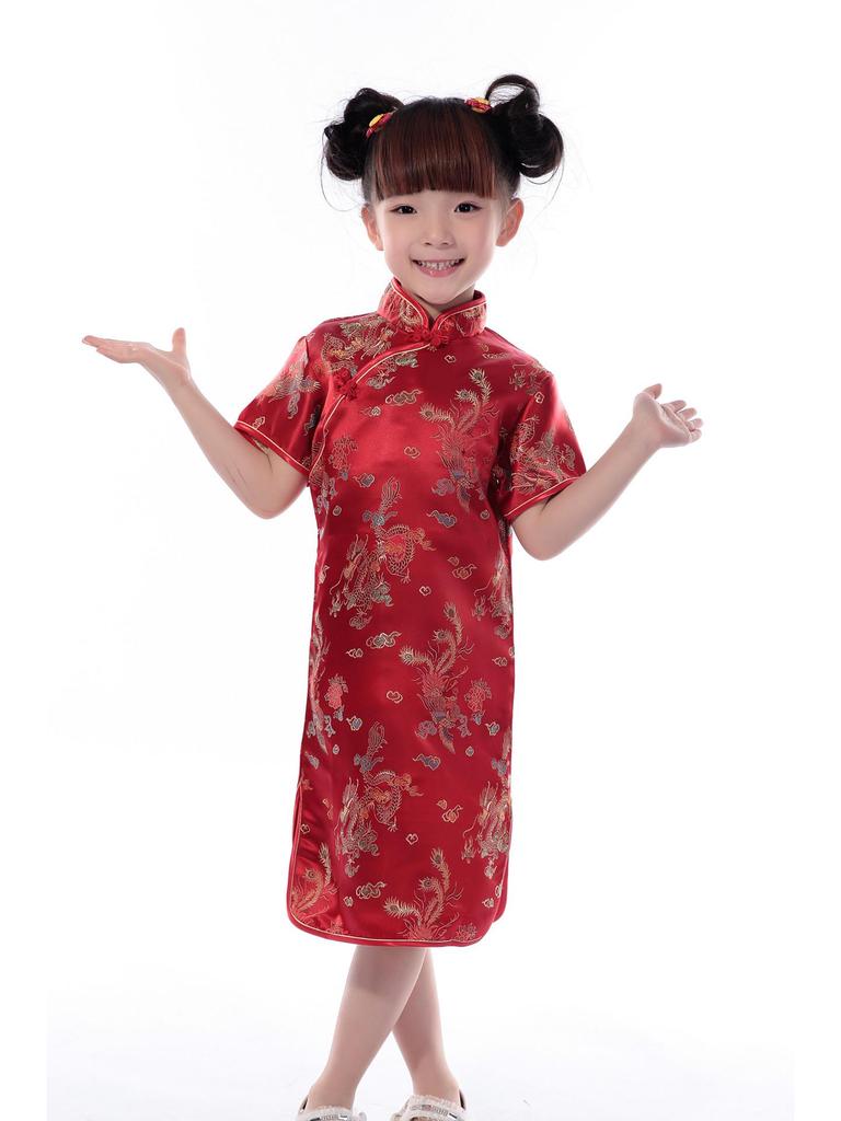 Summer Girls' Plum Blossom Bamboo Qipao Tang Princess Dress Ethnic Guzheng Performance Costume