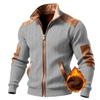 Men's European Size Patchwork Jacquard Fleece Casual Jacket