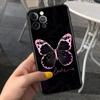 Custodia Per Apple iPhone 14 11 13 7 12 Pro 7 XR XS Max 8 Plus 6 14Pro Nera Morbida Telefono Coque Funda Rosa Bellezza Farfalla