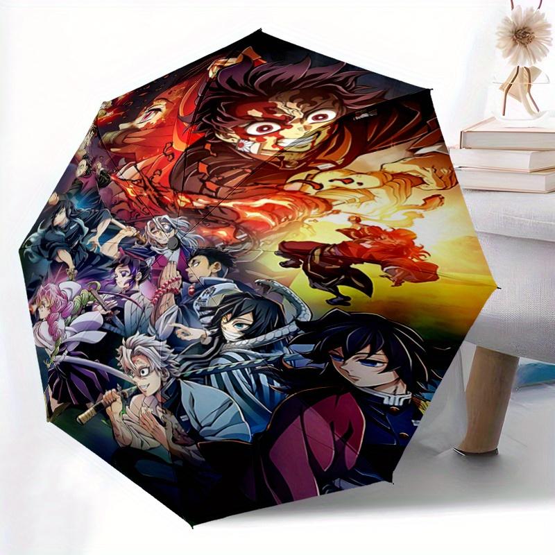 1pc Creative Anime Demon Slayer Character Pattern Automatic Umbrella is Fashionable and Good-Looking, a Portable 3-Fold Umbrella, Suitable f