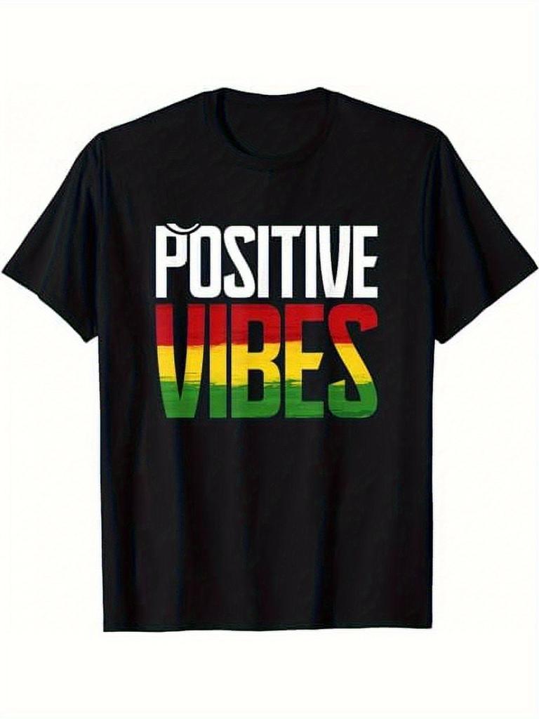 Summer Women T Shirt Streetwear Positive Vibes Reggae Letter Men Tee Oversize Y2K Top Vintage Ironic Humor Comfortable Clothing
