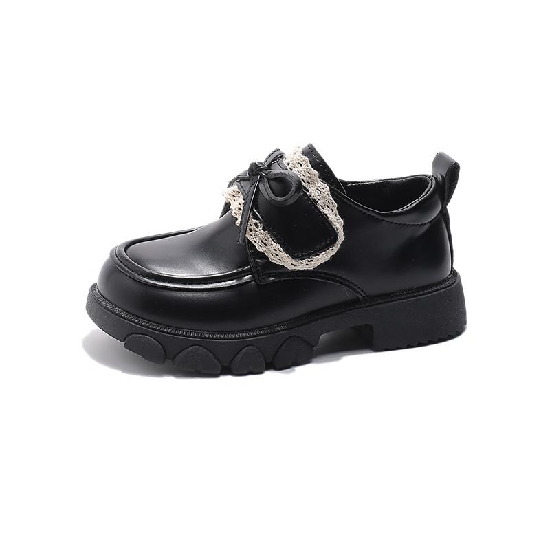 Mädchen kleine Lederschuhe 2025 neu Frühling und Herbst Kinder Prinzessin Schuhe Babymädchen Schuhe schwarz weichsohlige Slipper