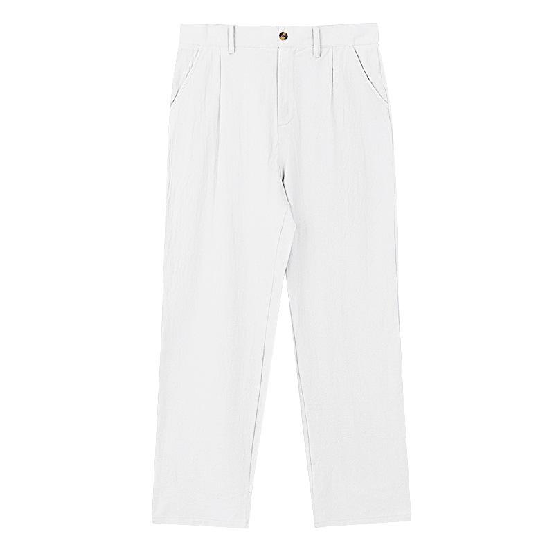 Men s Linen Casual Relaxed Fit Straight Leg Trousers - Versatile Style S белый