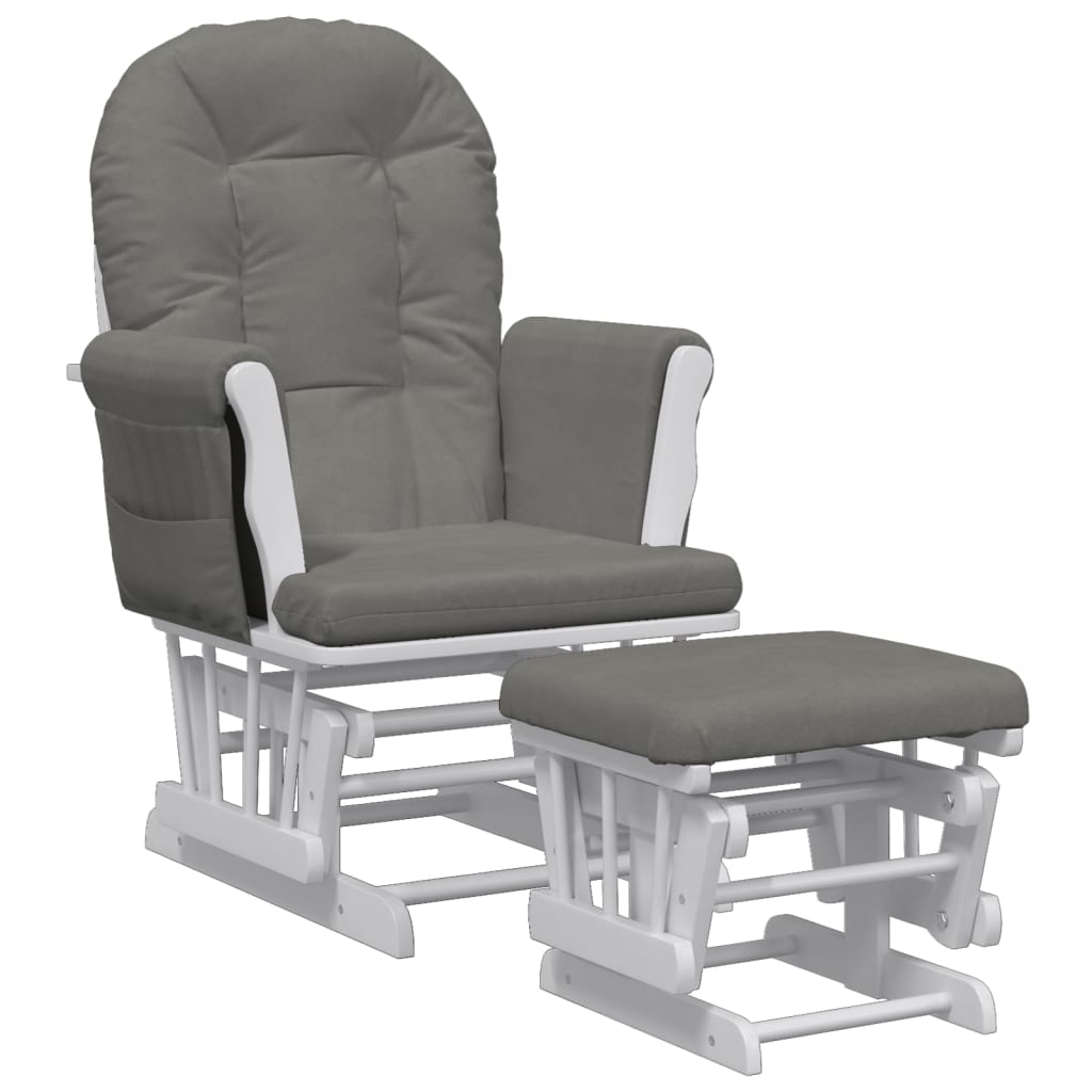 Rocking Chair with Footstool Gliding Dark Grey Fabric