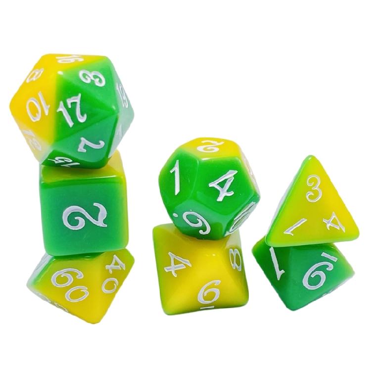 7Pcs Multi-Sided Acrylic Dices Polyhedral Dices Double Color Tabletop Game Dices