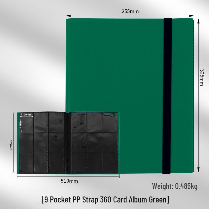4-Pocket Solid Color PP Card Storage Album with Elastic Band, Large Capacity for Game Cards or Photos - Holds 160 Cards