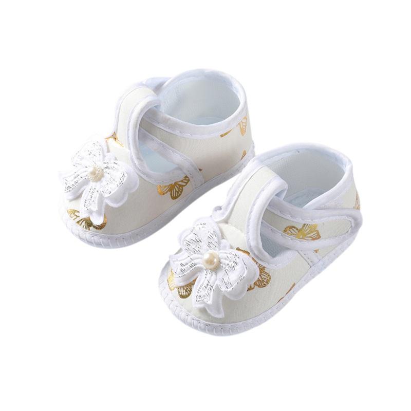 Infant Baby Petal/Bow Decoration Canvas Shoes Lightweight Flat Crib Shoes