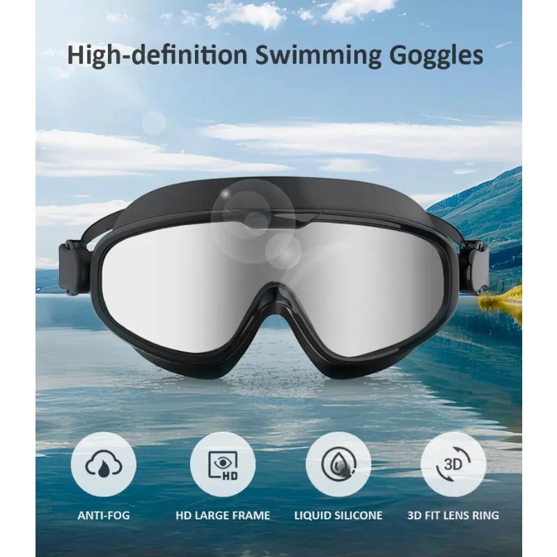 Large Frame Swimming Goggles for Adults HD Antifog Diving Glasses Men Women Waterproof Swim Pool Beach Eyewear
