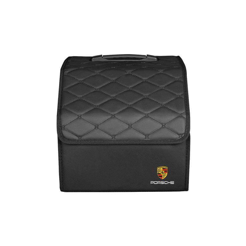 Car Folding Trunk Box Organizer Leather Tidying Storage Bag For Porsche 911 718 Taycan Panamera Cayenne Macan Boxster Cayman