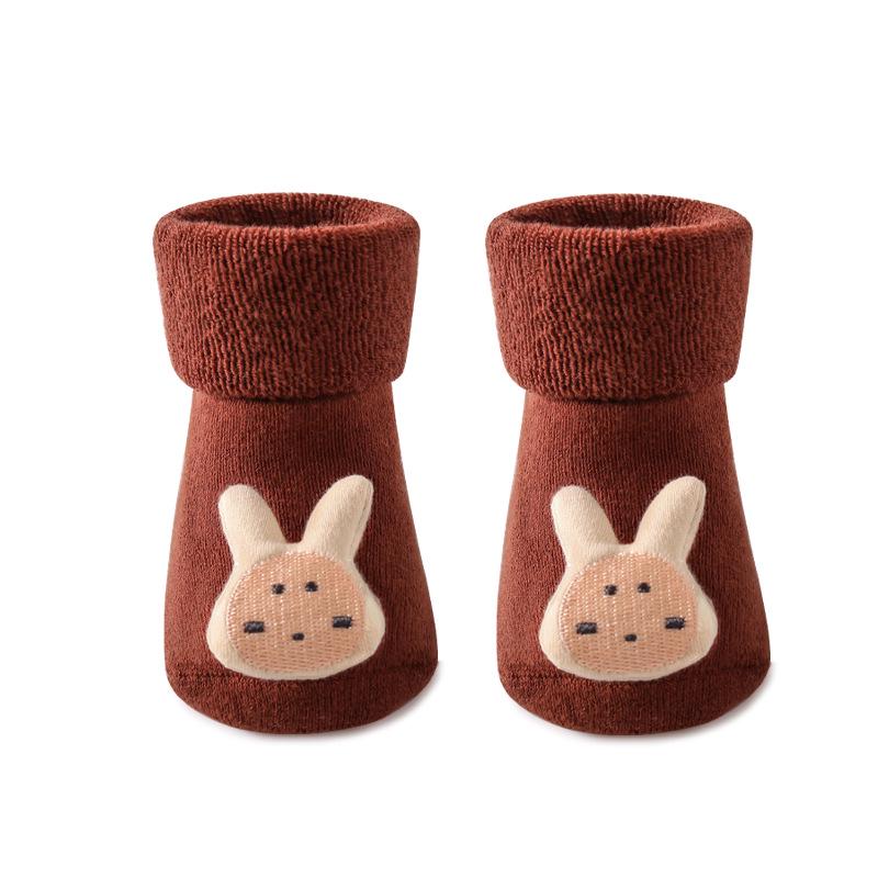Winter Infant Cartoon Doll Non-slip Mid-calf Socks: Thick & Warm for Newborns and Toddlers