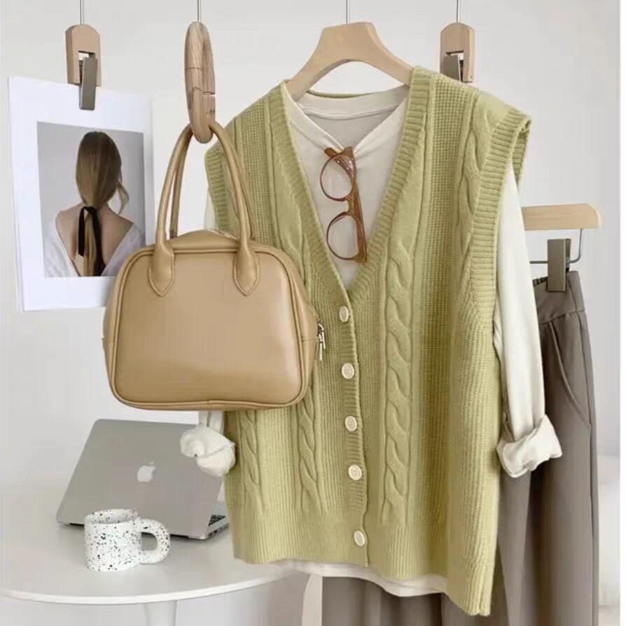 Early Spring Women's Knitted Vest Sleeveless Design Feel External Sweater Tank Top
