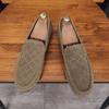Fashion Slip-on Lightweight Hollowed Out Male Casual Shoe Suede Blue Retro Adults Common Legitimate Fashion 2025 Pu Men's Leather Shoes
