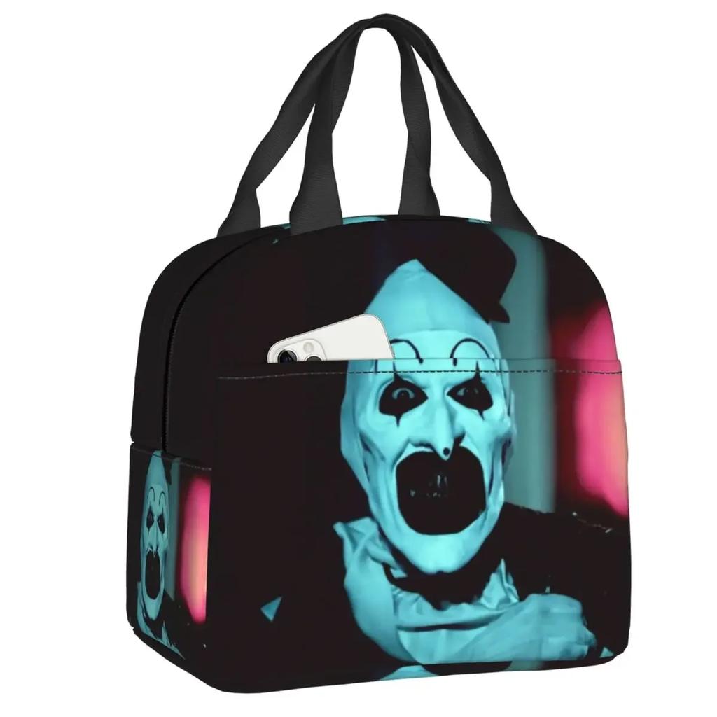 Halloweenský hororový film Terrifier Izolovaná taška na oběd do práce školy Přenosná chladicí termální bento box Ženy Děti Pikniková taška