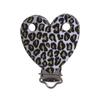 3 Stück 38x50mm Leopard Herzform Silikon Schnullerclip DIY Baby Zahnen Beißring Halskette Perlenwerkzeug Pflege Geschenk Zubehör