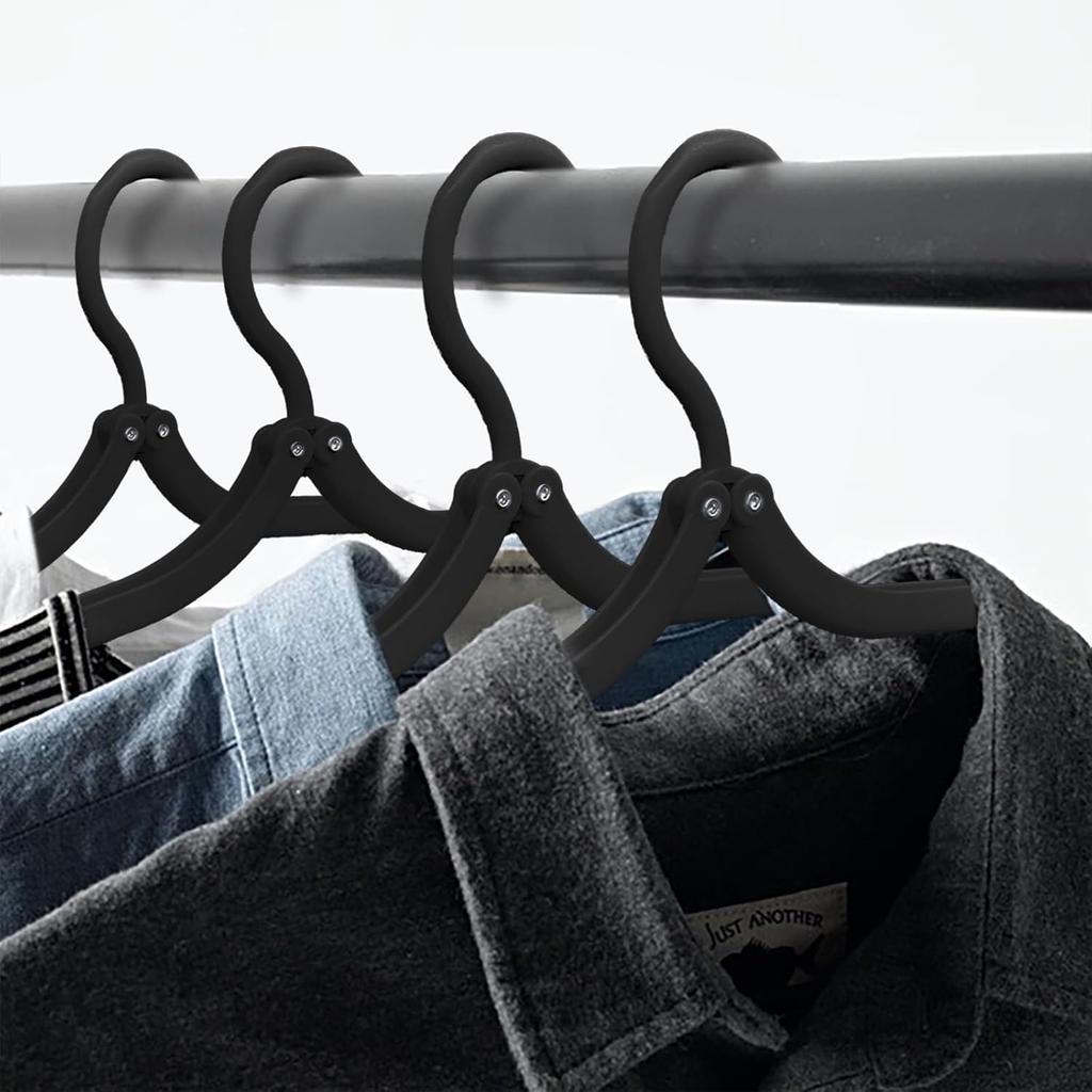 6PCS Portable Folding Clothes Hangers Clothes Drying Rack for Travel (Black)