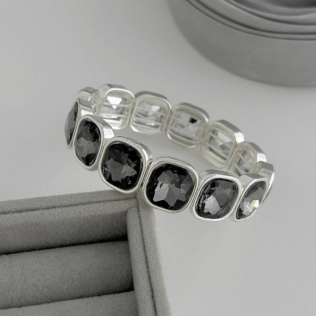 Salircon Elegancka nieregularna bransoletka z akrylowymi cyrkoniami, otwarta obrączka dla kobiet, koreańska moda, geometryczna, regulowana, biżuteria na imprezę, prezent